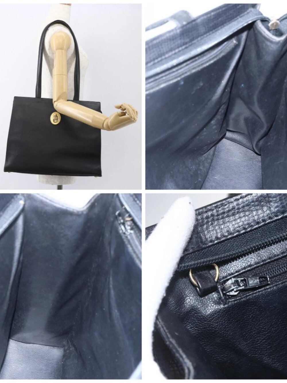 Christian Dior Hand Bag Leather Black Gold - Picture 16 of 16